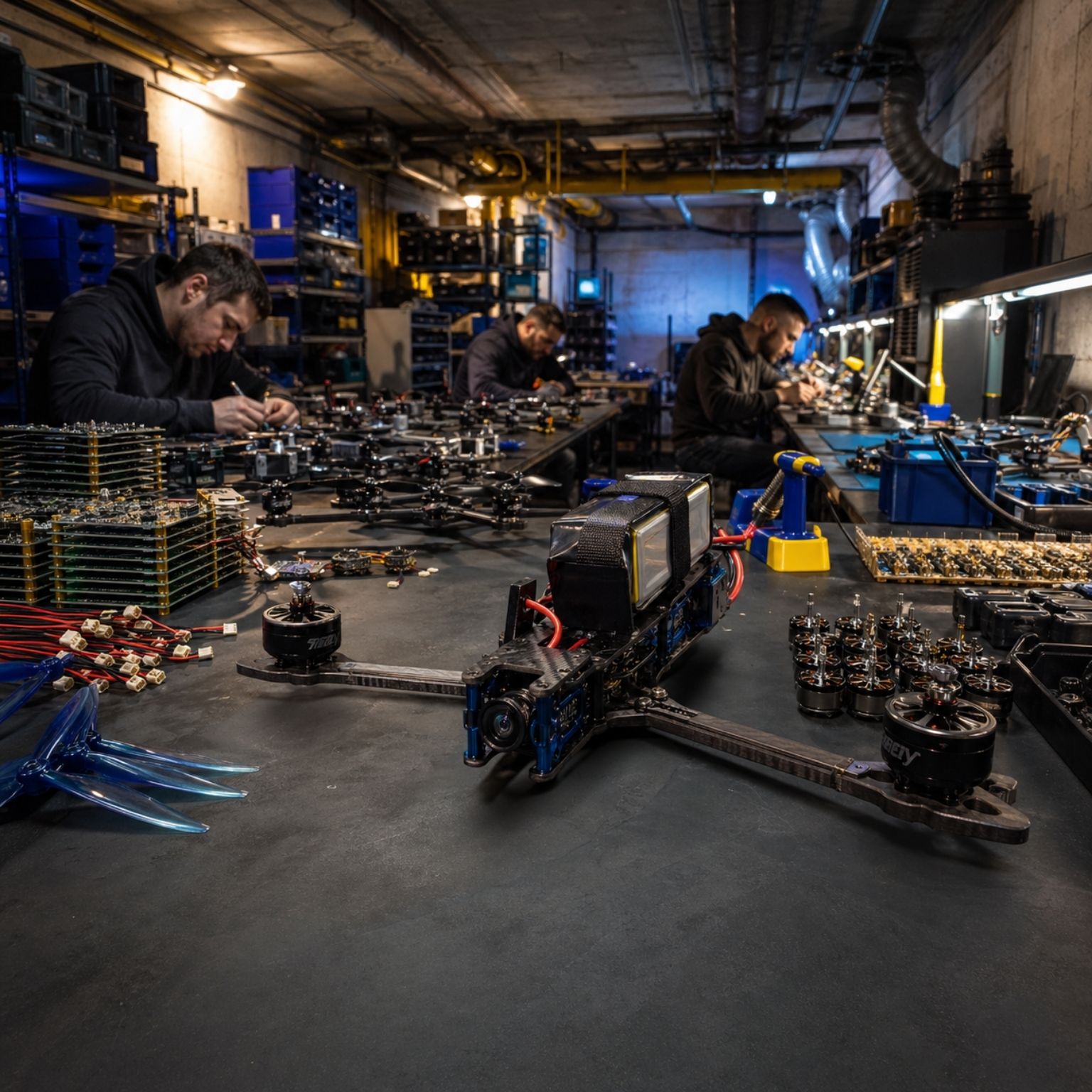 Ucrânia fabrica placas e motores de drones FPV em porões para reduzir dependência da China após restrições de 2023 e 2024, e salta de 3–5 mil unidades em 2022 para 2,2 milhõe