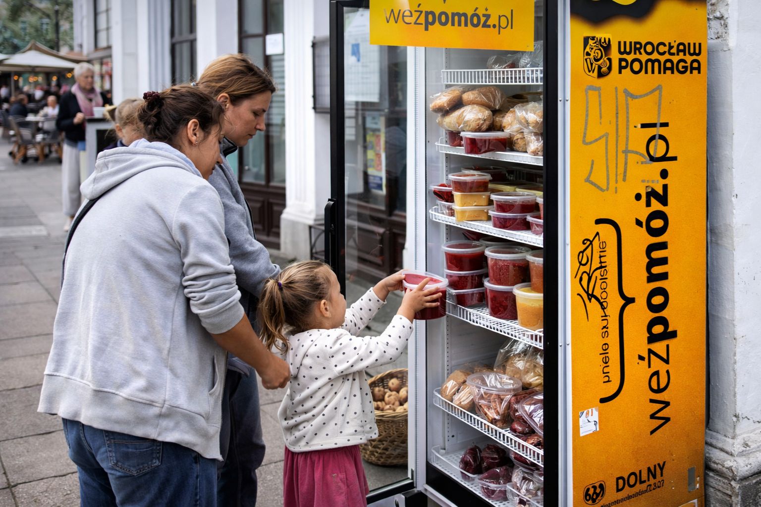 Na Polônia, 1.600 geladeiras públicas alimentam pessoas necessitadas. O projeto ensina crianças a compartilhar e combate o desperdício.