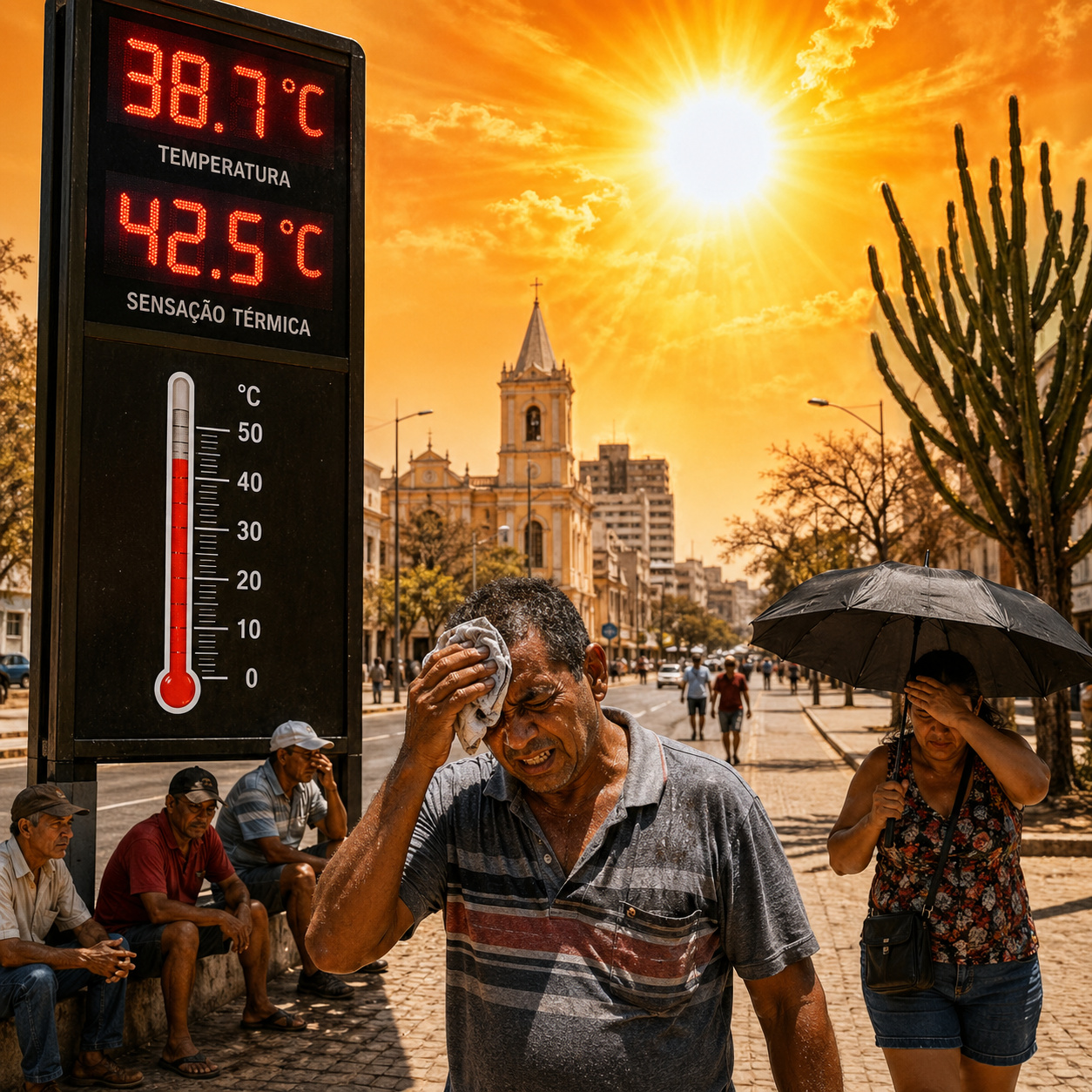 Nordeste pode entrar em alerta com calor acima de 38 °C e umidade em queda, e dados do INMET mostram que cidades do interior já registram sensação térmica acima de 40 °C e condições de desconforto extremo