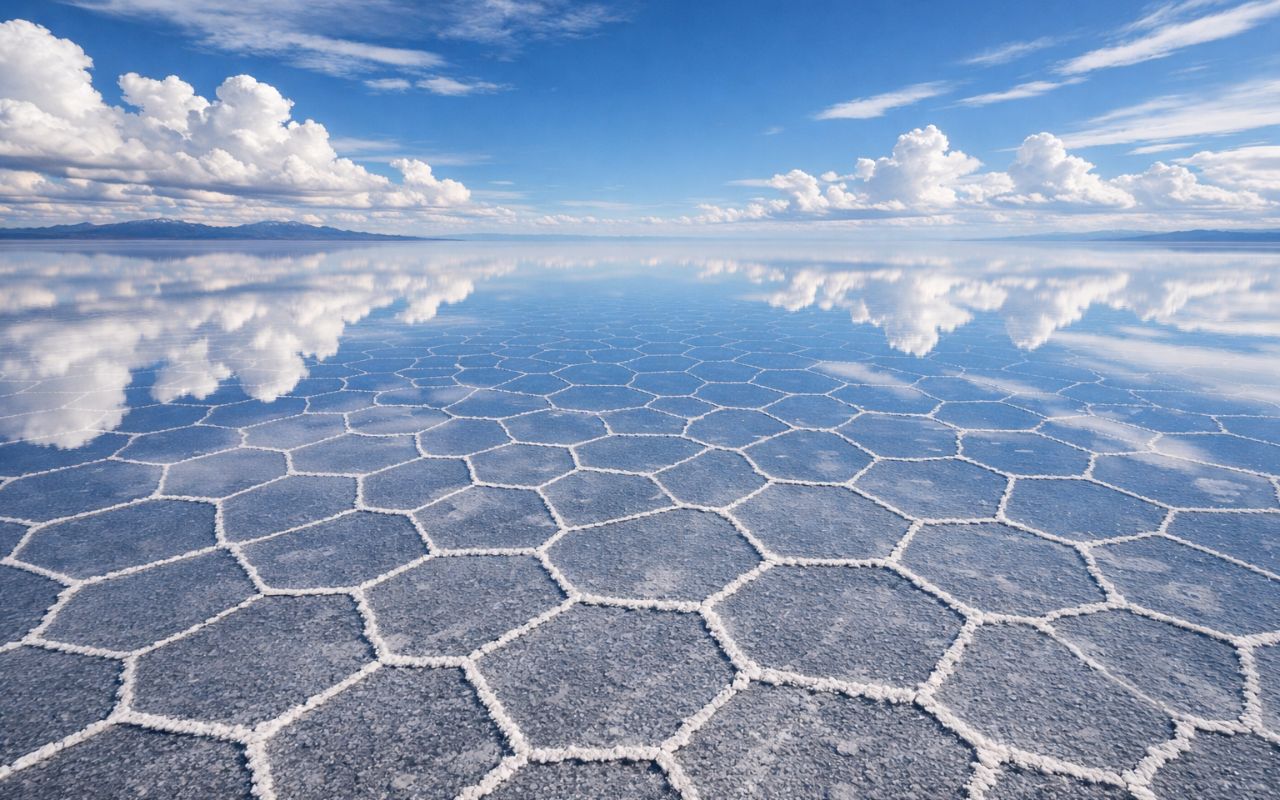 Salar de Uyuni, o maior deserto de sal do planeta, impressiona com efeito espelho e abriga uma das maiores reservas de lítio do mundo.