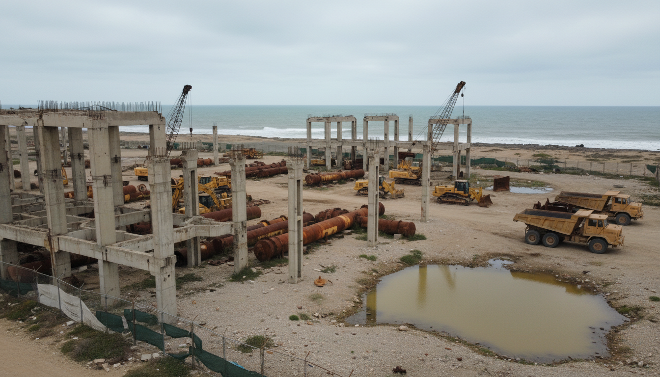 Local de construção abandonado de usina de dessalinização em Corpus Christi, Texas