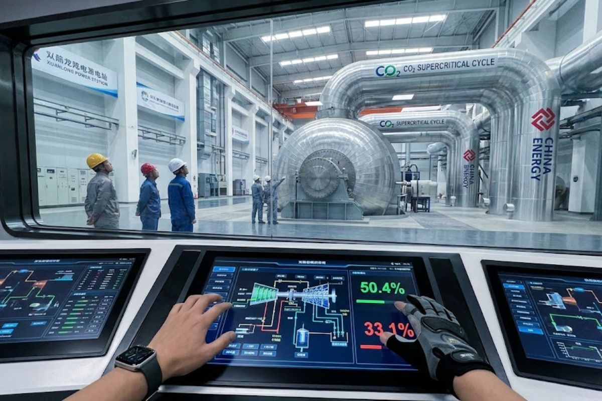 O mundo gera 80% da eletricidade fervendo água. A China ligou o primeiro gerador de CO2 supercrítico comercial e promete saltar de 33% pra 50% de eficiência.