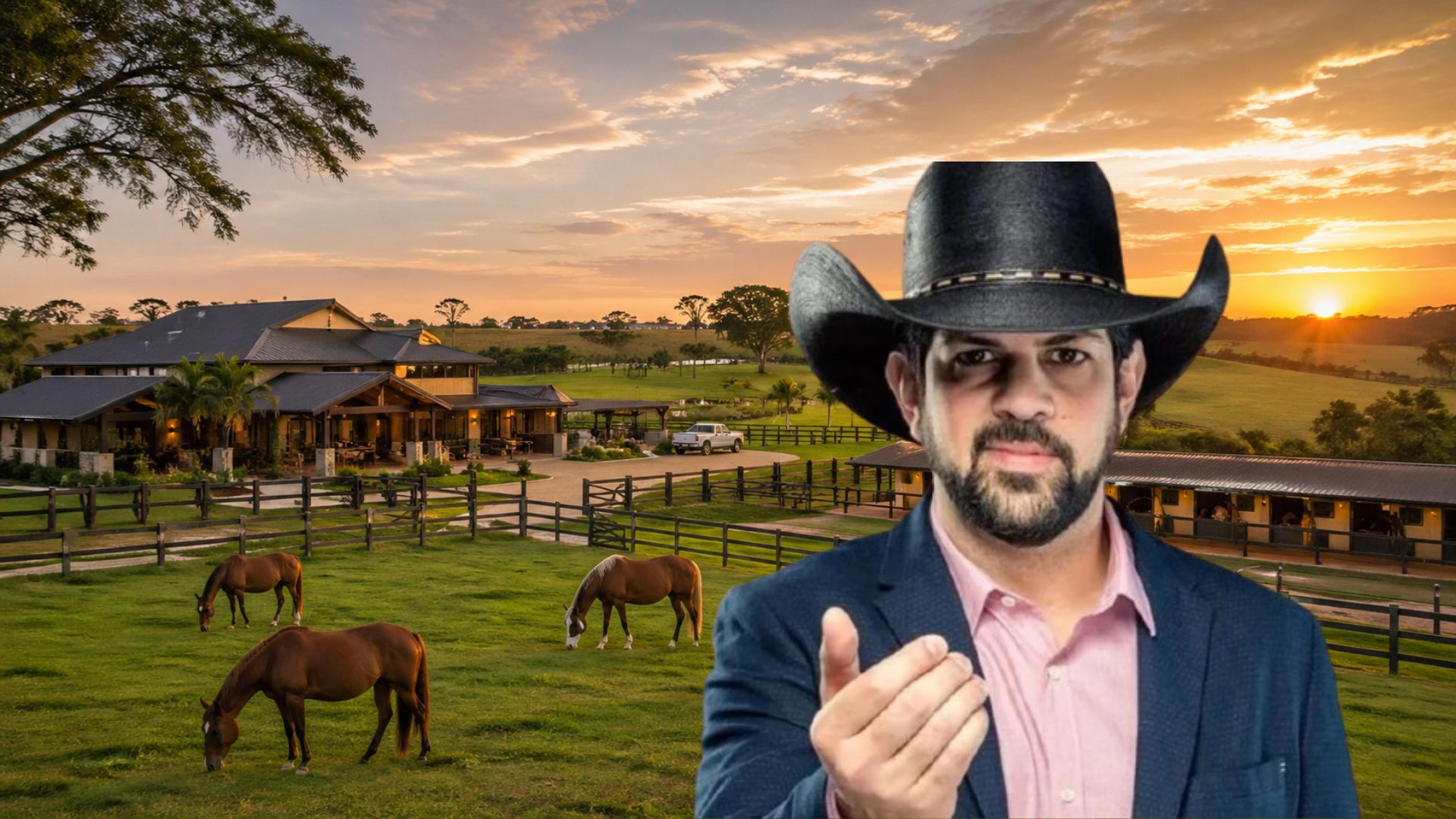 Fazenda de luxo com cavalos Quarto de Milha em área verde no interior de São Paulo