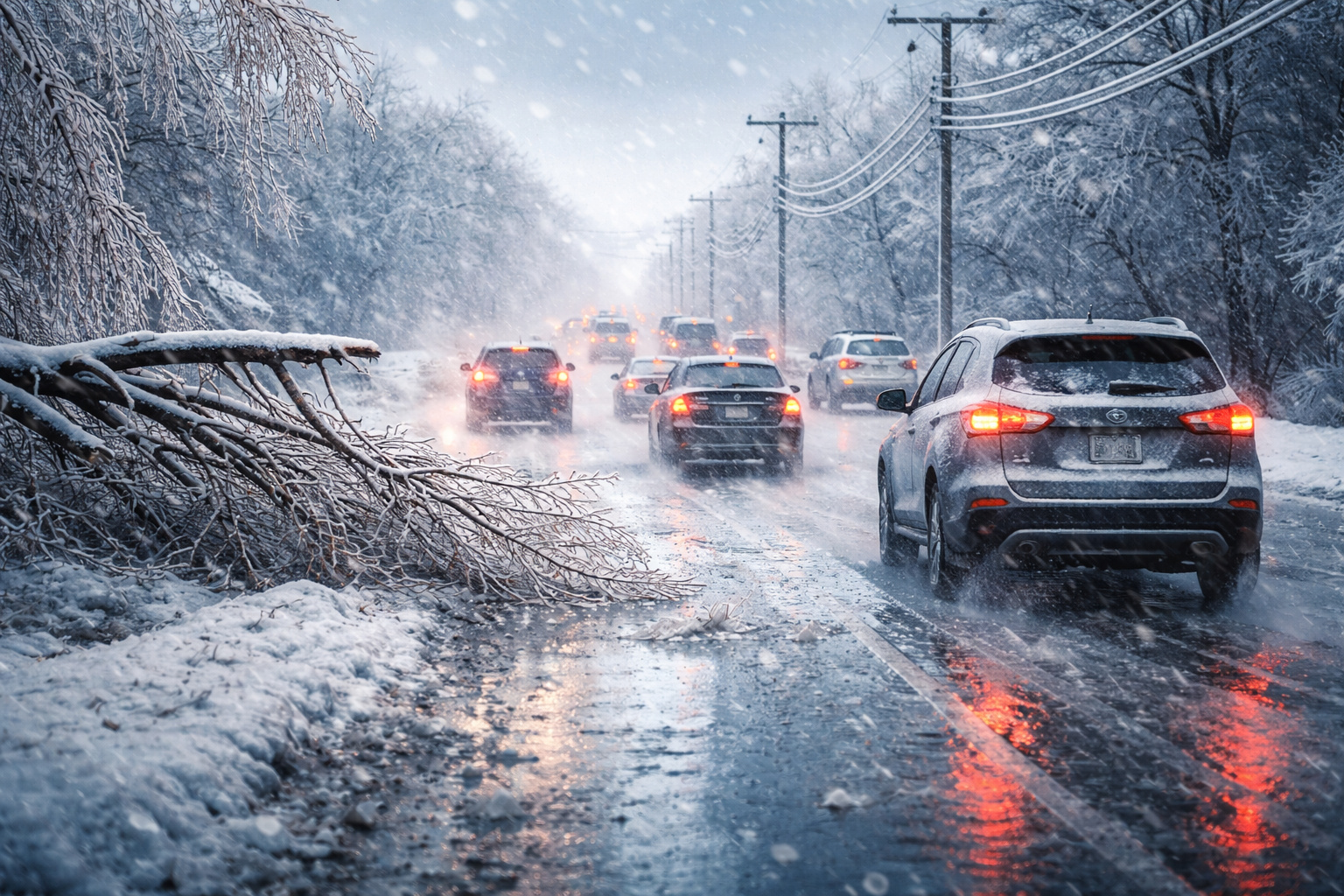 fenômeno raro de tempestade de gelo com neve nos Estados Unidos surpreendeu meteorologistas