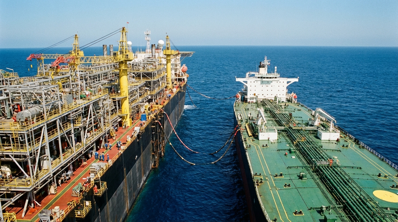 Navio aliviador transfere petróleo da FPSO P-78 Búzios, que armazena até 2 milhões de barris e exporta para refinarias no Brasil e exterior.