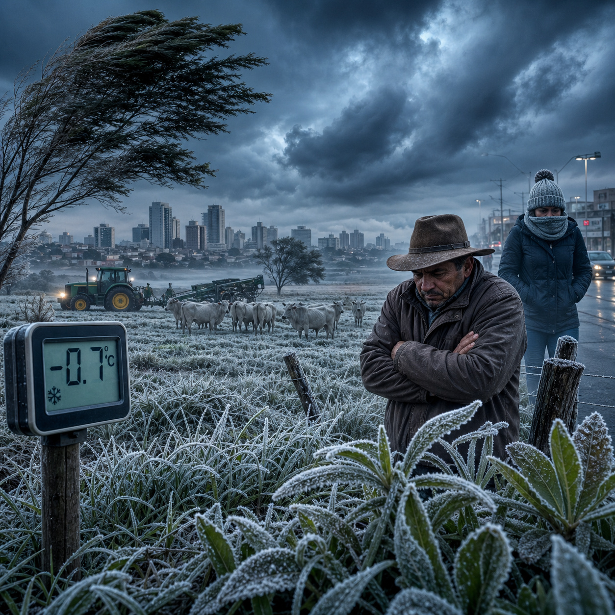 O frio mais intenso de abril de 2026 tem data marcada para o Mato Grosso do Sul, com mínimas abaixo de 8°C em Campo Grande entre segunda e terça, quando a massa polar que já derrubou o Sul avança pelo Cone Sul do estado e surpreende uma região que ainda registrava calor acima de 30°C no fim de semana anterior