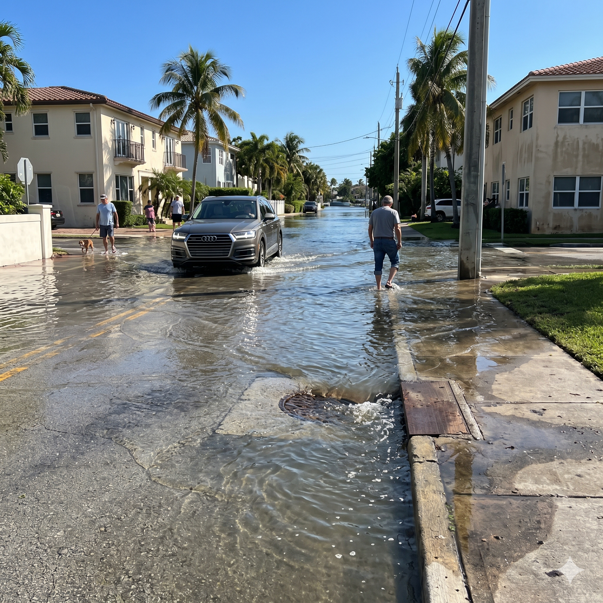 Miami enfrenta avanço do mar por cima e por baixo, com infiltração no solo e risco crescente de inundações frequentes