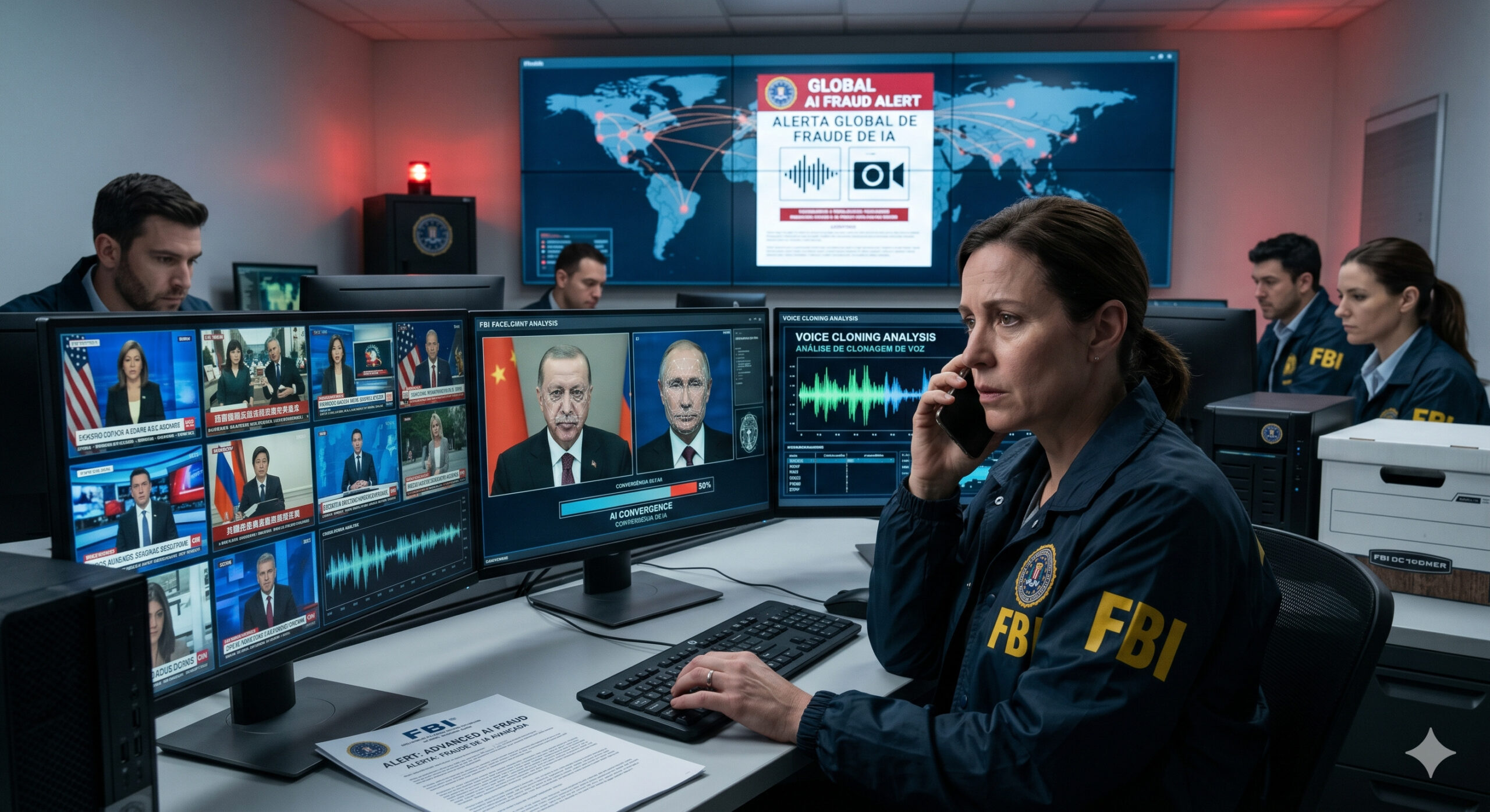 FBI acende alerta global para nova tecnologia de inteligência artificial capaz de clonar vozes, criar vídeos falsos e aplicar golpes tão realistas que nem ouvir, nem ver, garante mais que seja verdade
