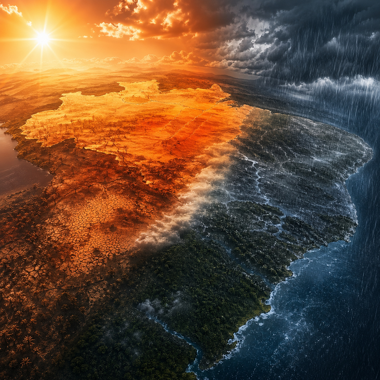 Brasil entra em alerta com bolha de calor até 10 °C acima da média no Centro-Oeste enquanto o Sul pode ter frio 6 °C abaixo do normal e chuva 60 mm acima da média entre 11 e 18 de maio, num contraste extremo que ameaça transformar o outono de 2026 em uma gangorra climática inédita