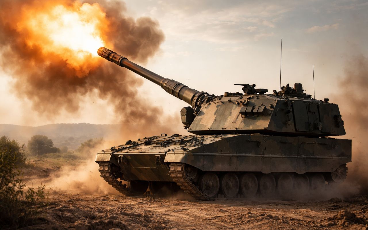 Com capacidade de atingir alvos a mais de 40 quilômetros e disparar até 10 projéteis por minuto. Saiba mais sobre o Panzerhaubitze 2000.