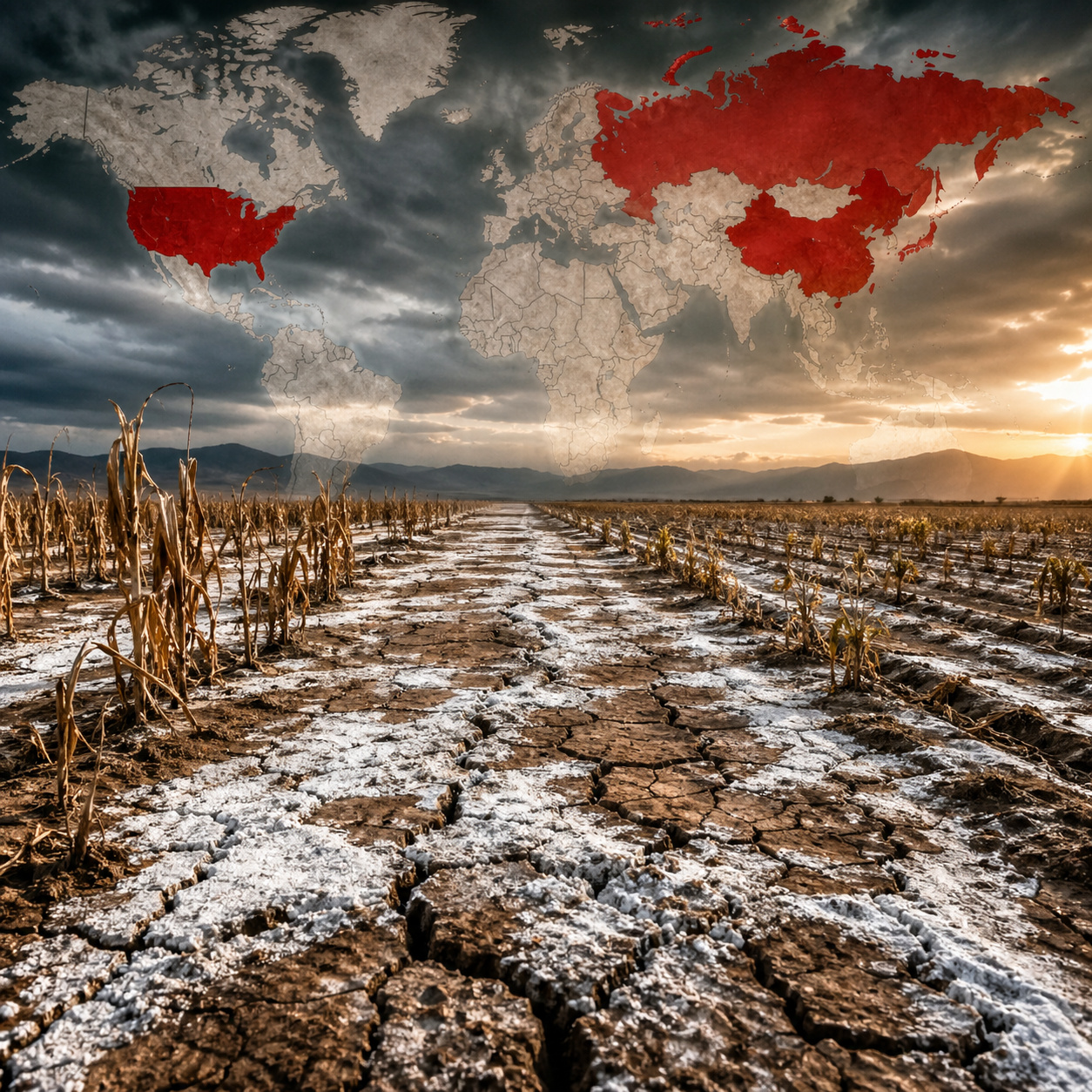 Especialistas alertam que a salinização já ameaça 1,4 bilhão de hectares de solos no planeta e pode colocar mais 1 bilhão em risco, com China, Estados Unidos e Rússia entre os países atingidos e perdas de produtividade que podem chegar a 70% em áreas agrícolas degradadas