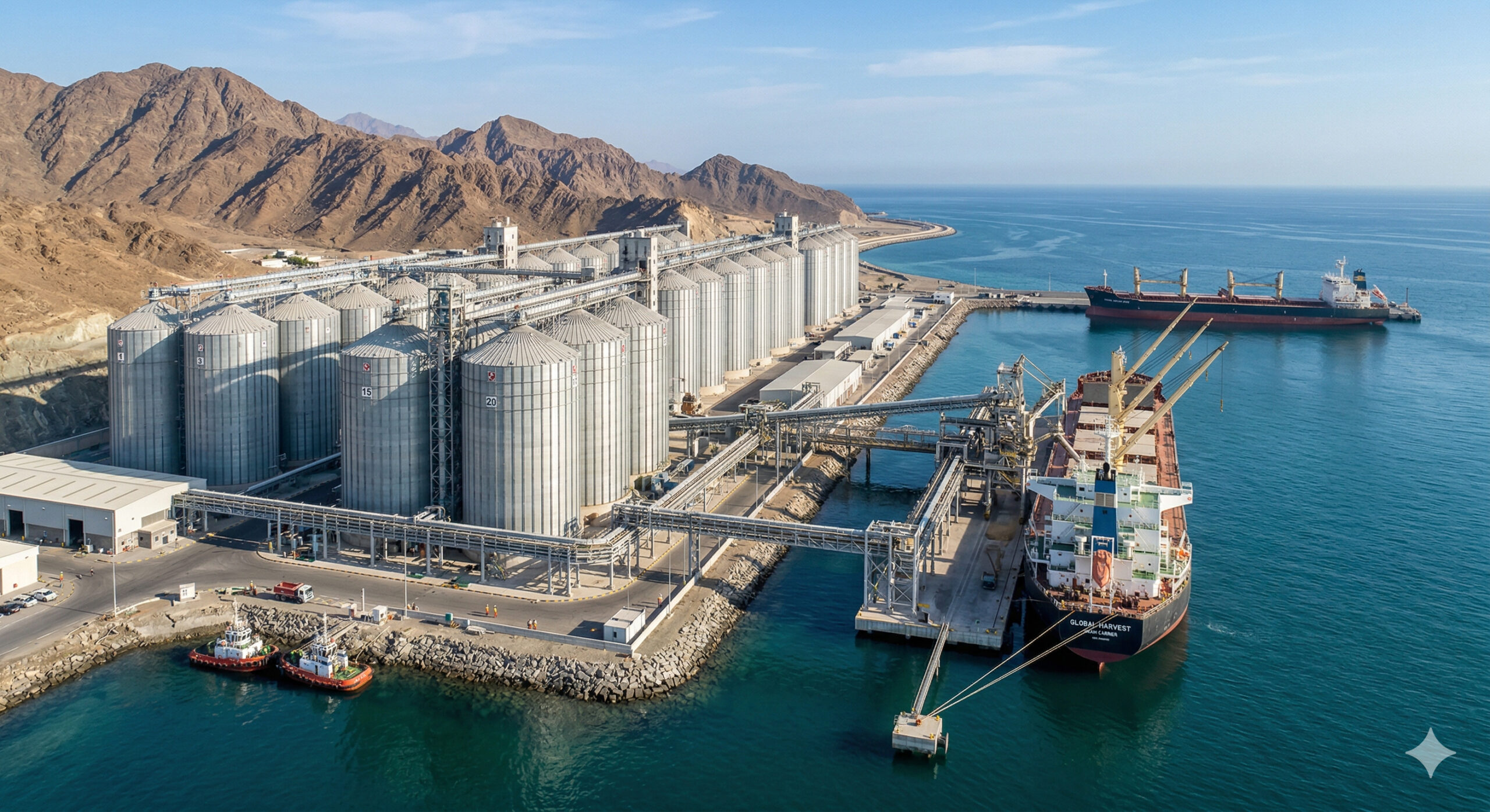 Com 300 mil toneladas de capacidade, silos em Fujairah reforçam segurança alimentar fora do Estreito de Hormuz e ganham papel estratégico global.