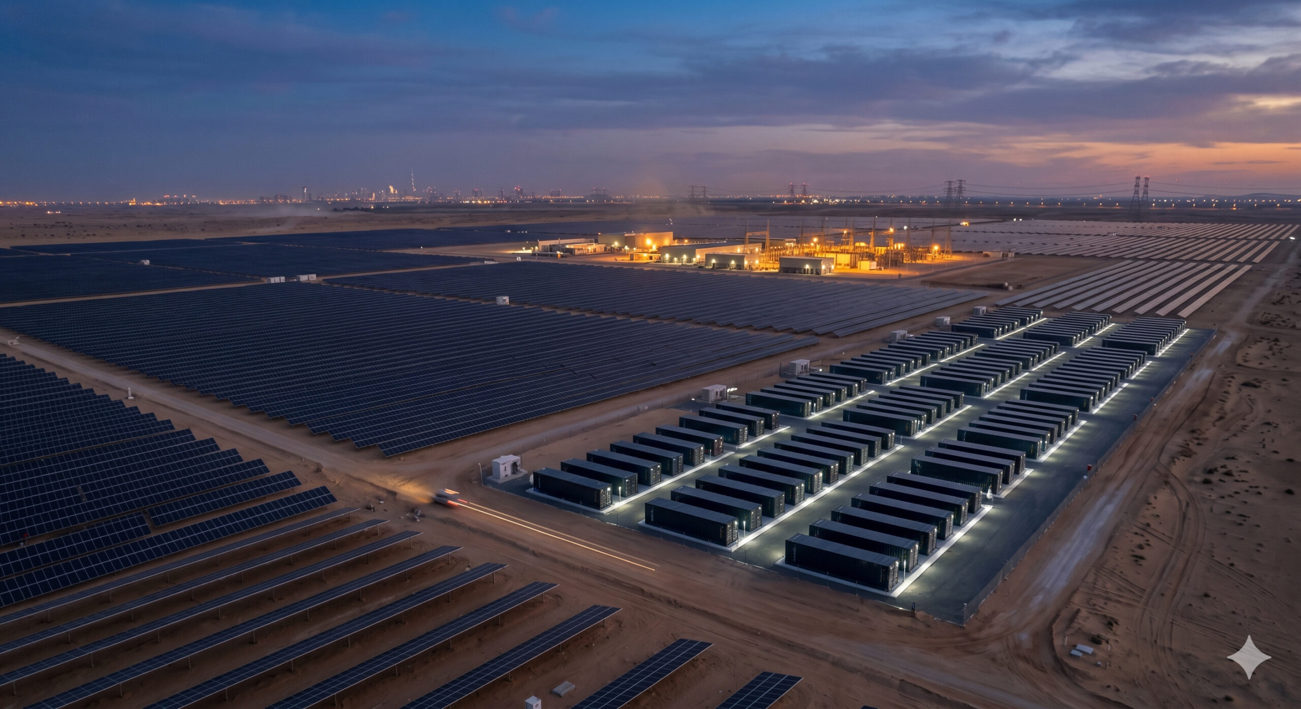 Projeto nos Emirados Árabes promete gerar 1 GW contínuo de energia limpa com 5,2 GW solar e 19 GWh em baterias, desafiando limites das renováveis.