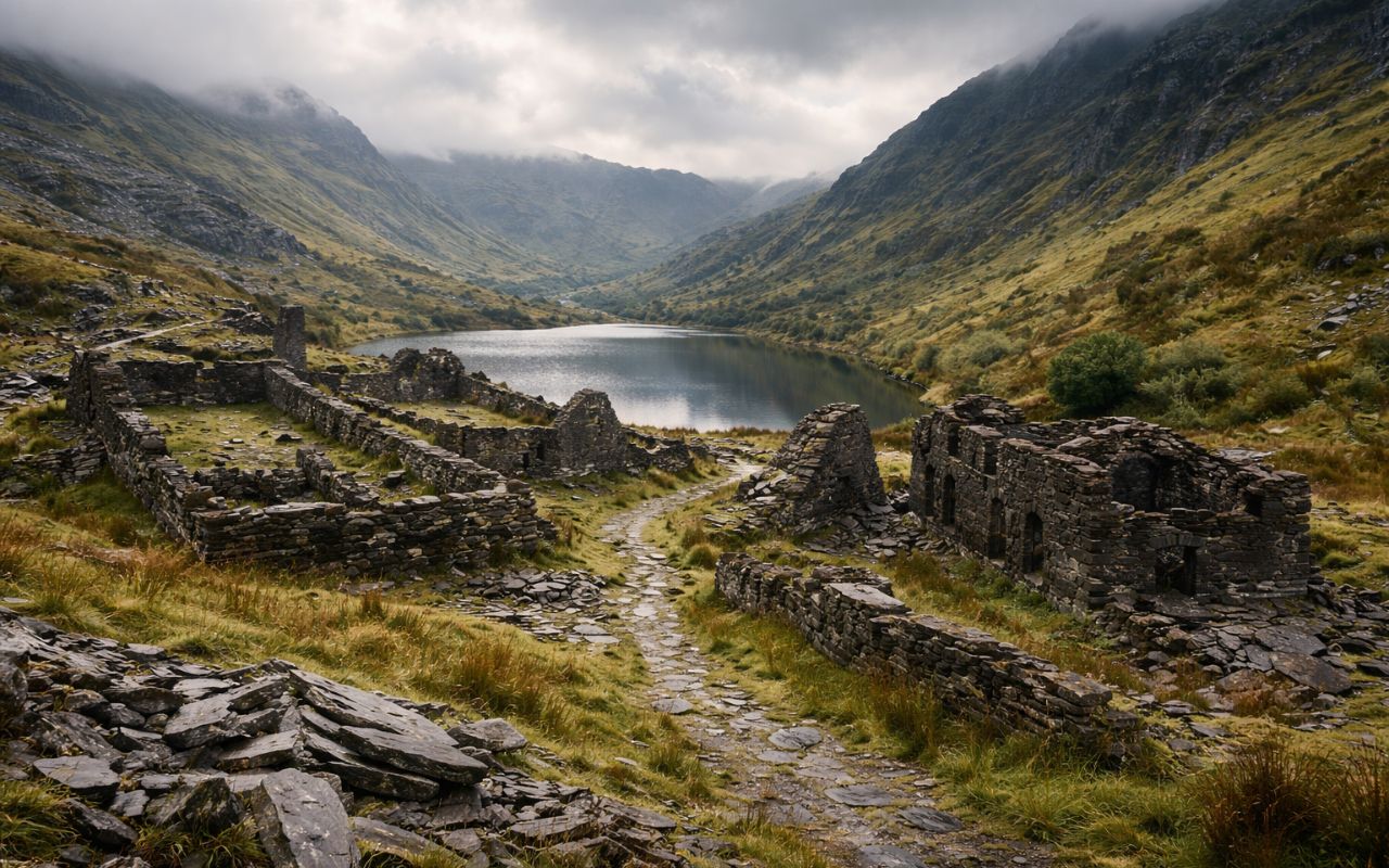 A vila Cwmorthin, no País de Gales, abandonada desde os anos 1940, atrai turistas com trilhas, minas subterrâneas e rica história.