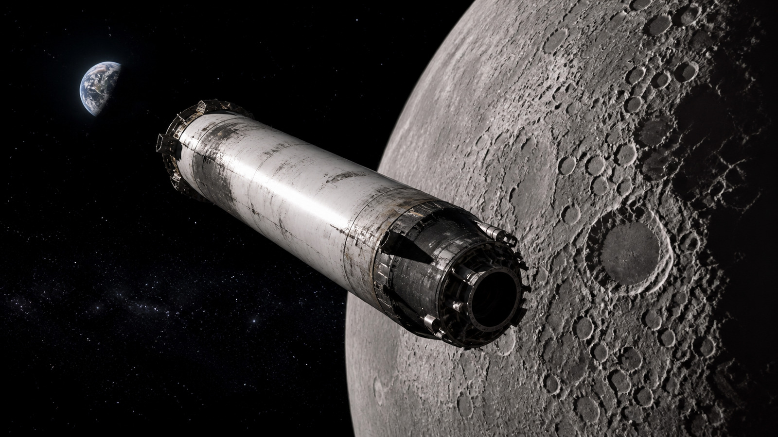 Pedaço da SpaceX, Lua, Foguete, Lixo espacial
