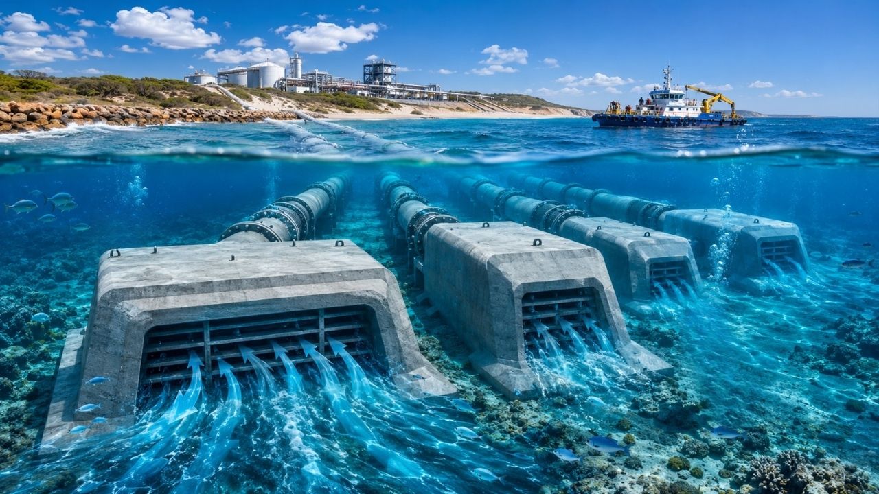 Austrália instala estruturas gigantes de concreto no fundo do mar a 800 metros da praia para criar tomada oceânica de dessalinização que vai puxar água salgada (4)