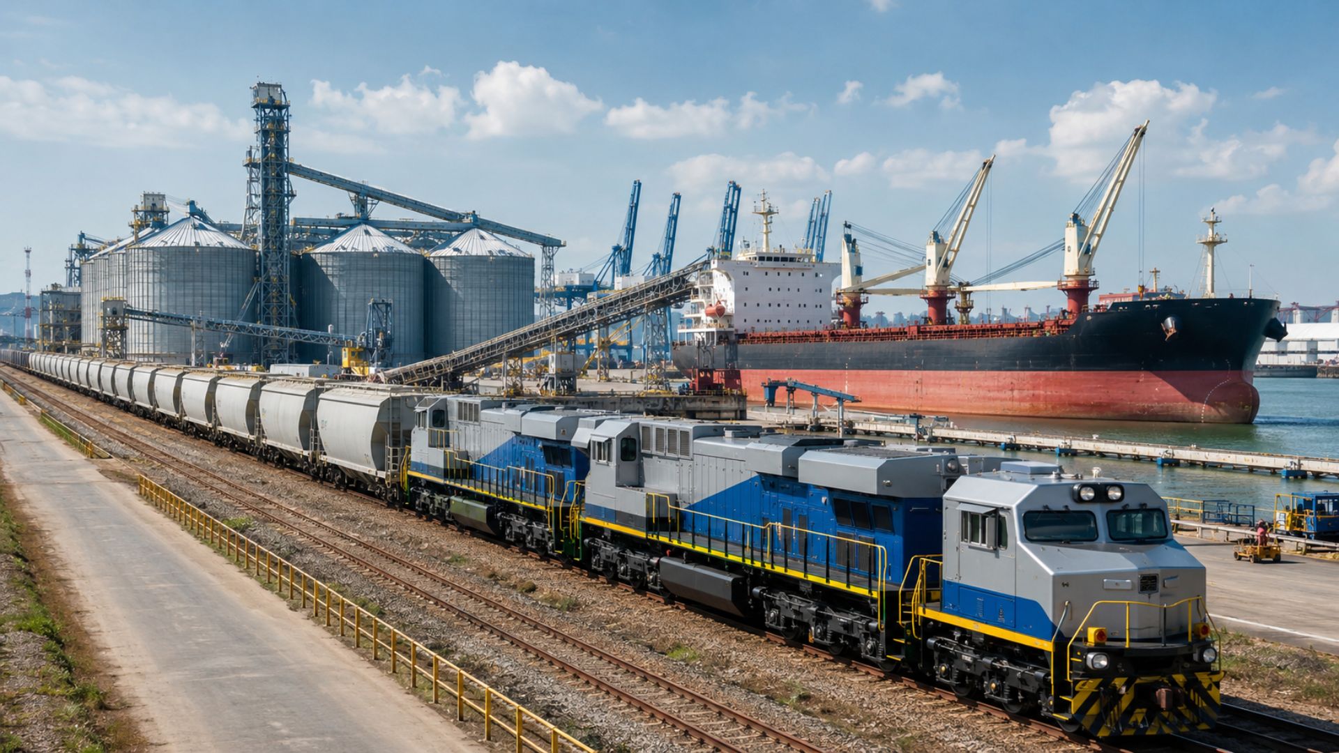 Cofco, estatal da China, compra 23 locomotivas e 979 vagões por R$ 1,2 bilhão para escoar grãos e açúcar pelo Porto de Santos a partir de 2026.
