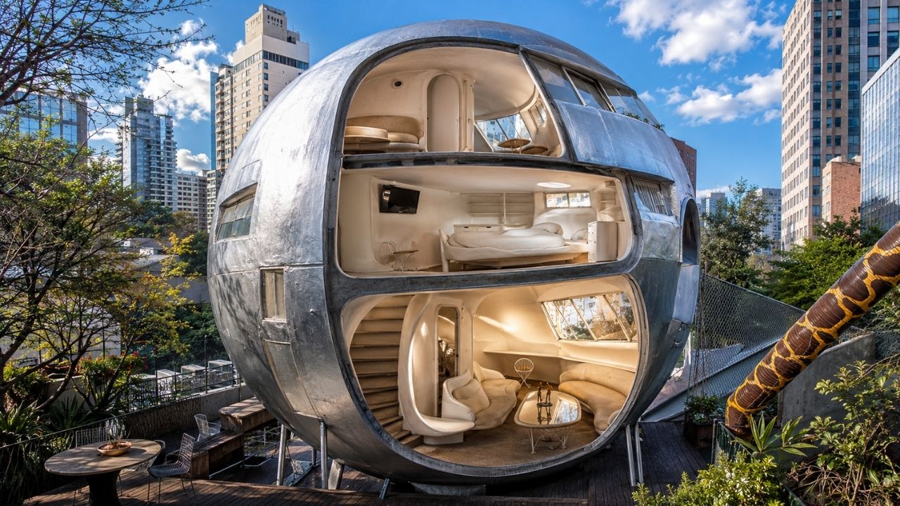 Casa Bola em São Paulo abre visitação só até 31 de maio e revela por dentro a residência futurista onde Eduardo Longo viveu por décadas, com três pavimentos, paredes arredondadas (5)