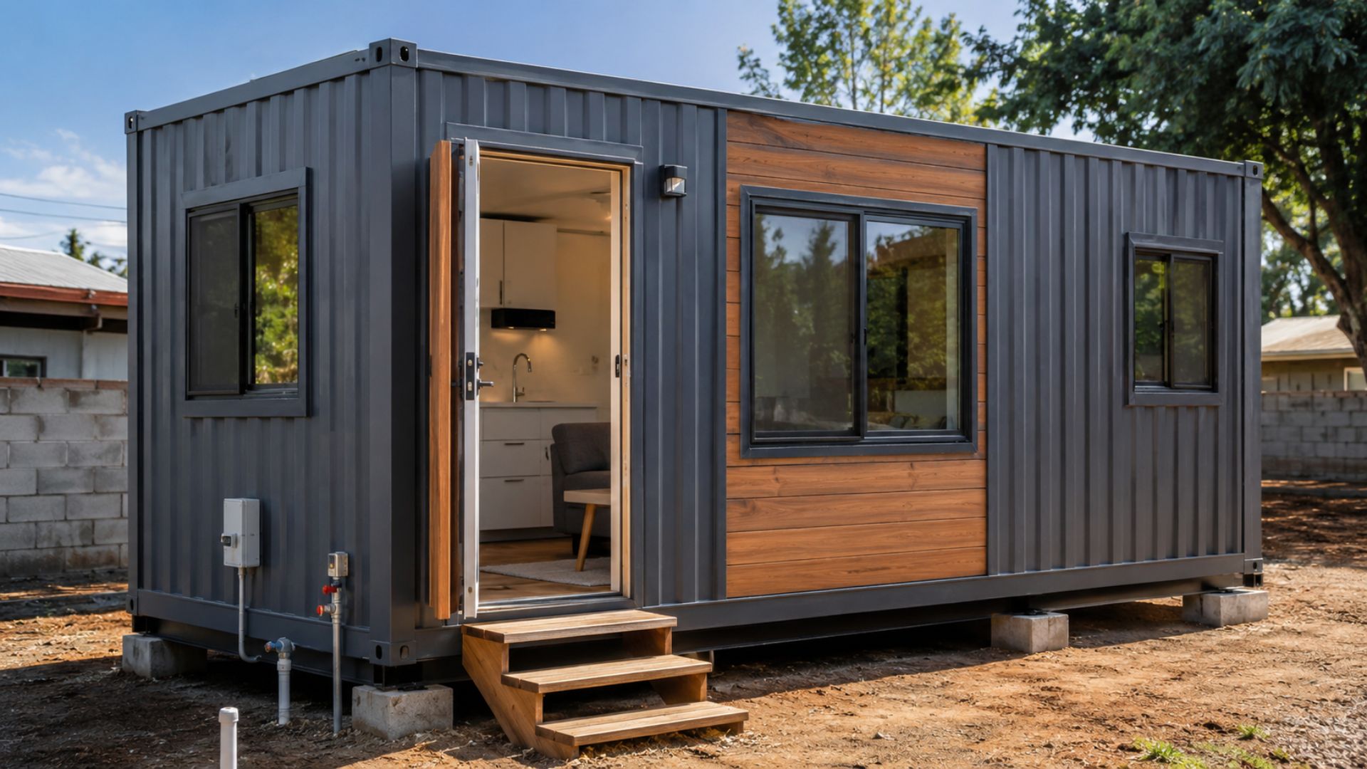 Adriel Azul Containers entregou em Boituva uma casa container de dois dormitórios pronta para morar por R$ 76.500, com elétrica, hidráulica e acabamento incluídos.