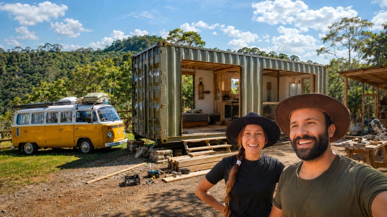 Casal que cruzou as Américas de Kombi compra container usado por R$ 7.800 em Santa Catarina e começa a transformar a estrutura em casa container com quartos, cozinha, banheiro e (4)