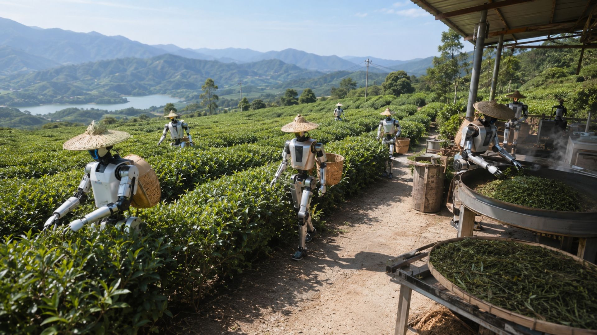 A China testou robôs humanoides na produção real de chá em Fujian, da colheita à torrefação com controle térmico por imagem. O desafio faz parte da campanha dos Jogos Mundiais de Robôs Humanoides de 2026 em Pequim, previstos para agosto.