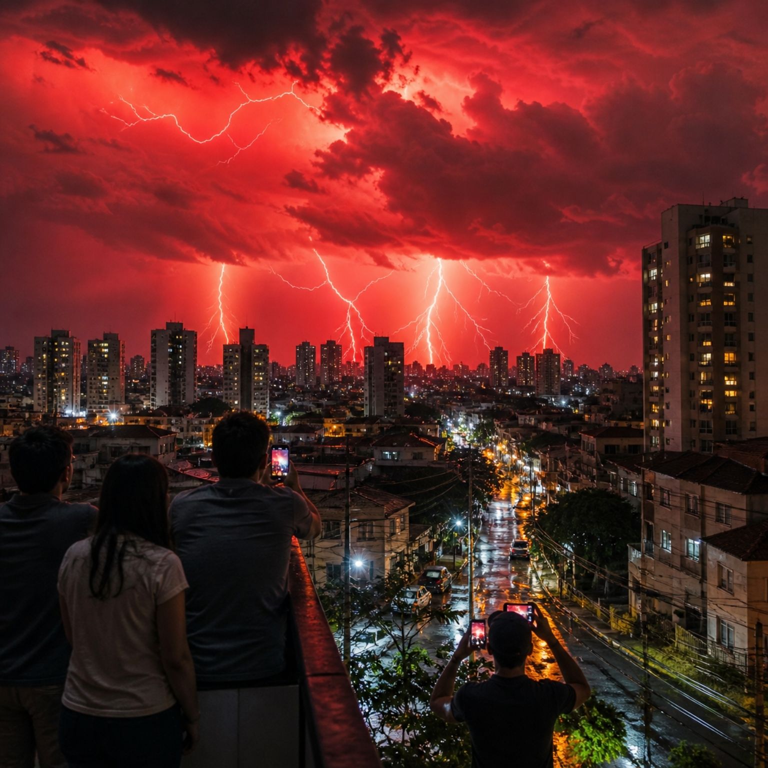 Clarão vermelho que assustou Londrina e viralizou nas redes foi causado por tempestade com 444 raios nuvem-chão, dizem órgãos oficiais, após moradores suspeitarem (1)