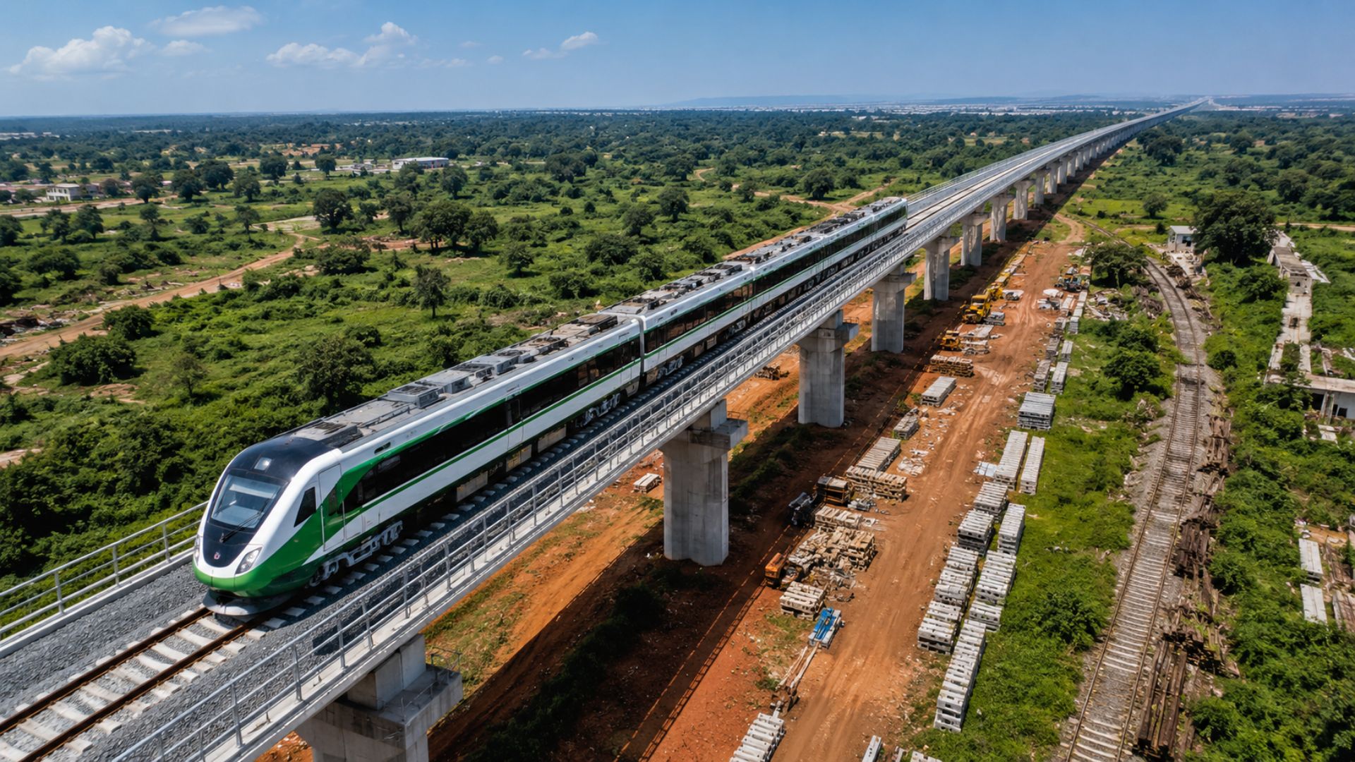 China reconstrói a malha ferroviária da Nigéria com empréstimos do Exim Bank e ergue o corredor Lagos-Kano de mais de 1.300 km para tirar carga das estradas.