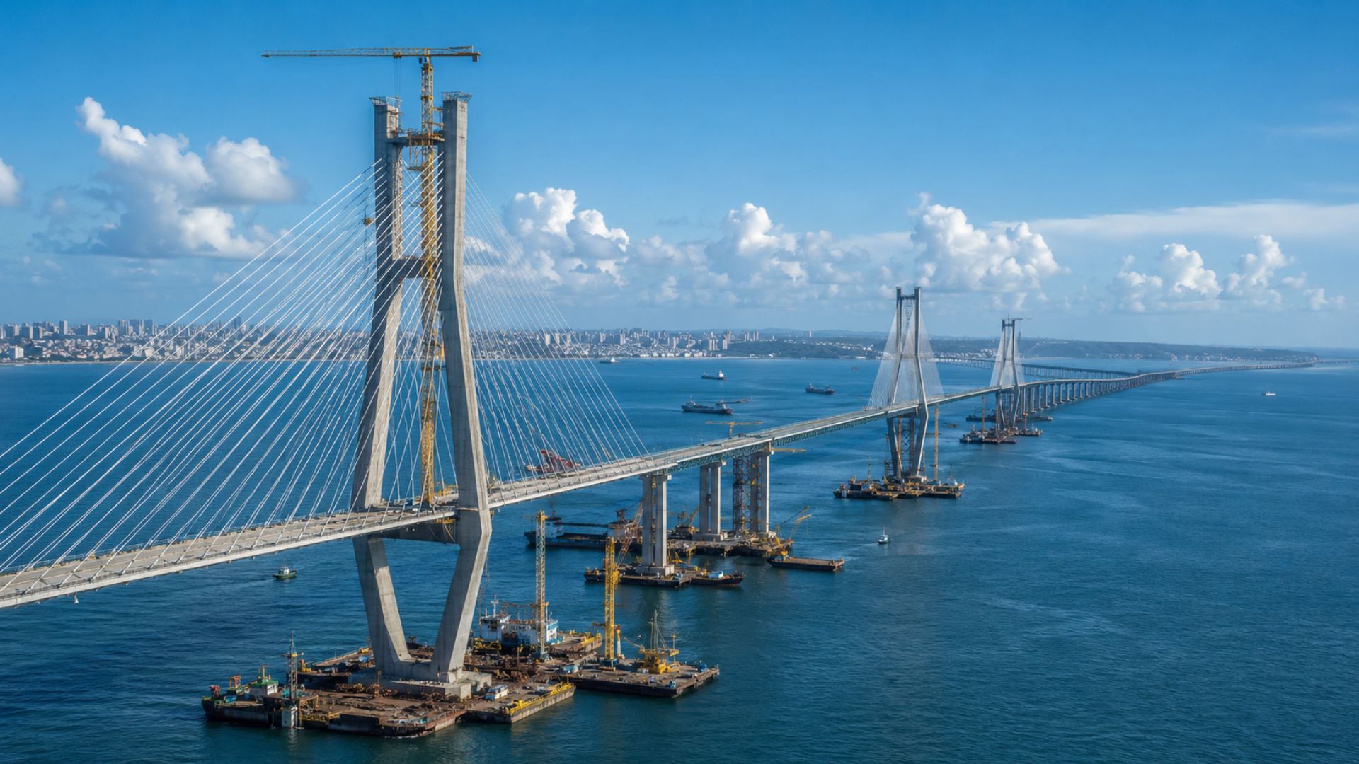 Com tecnologia da China, a Bahia vai erguer a ponte de 12,4 km Salvador-Itaparica, a maior sobre o mar da América Latina, que encurta viagens em até 250 km em 2031.