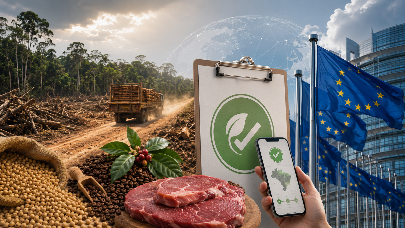A partir de dezembro de 2026, a Europa fecha o cerco contra soja, carne e café do Brasil e exige rastreabilidade até a origem