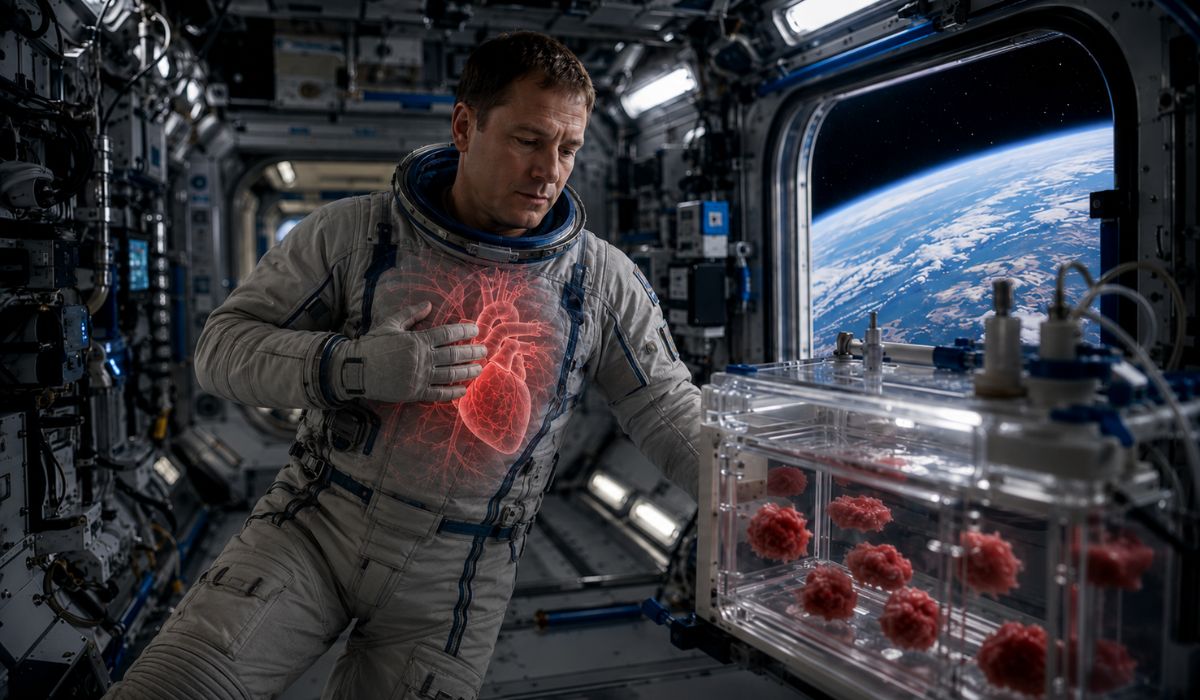 Cientistas observam que mini-corações humanos podem crescer melhor em microgravidade, enquanto o espaço enfraquece astronautas. (Imagem: Ilustrativa)