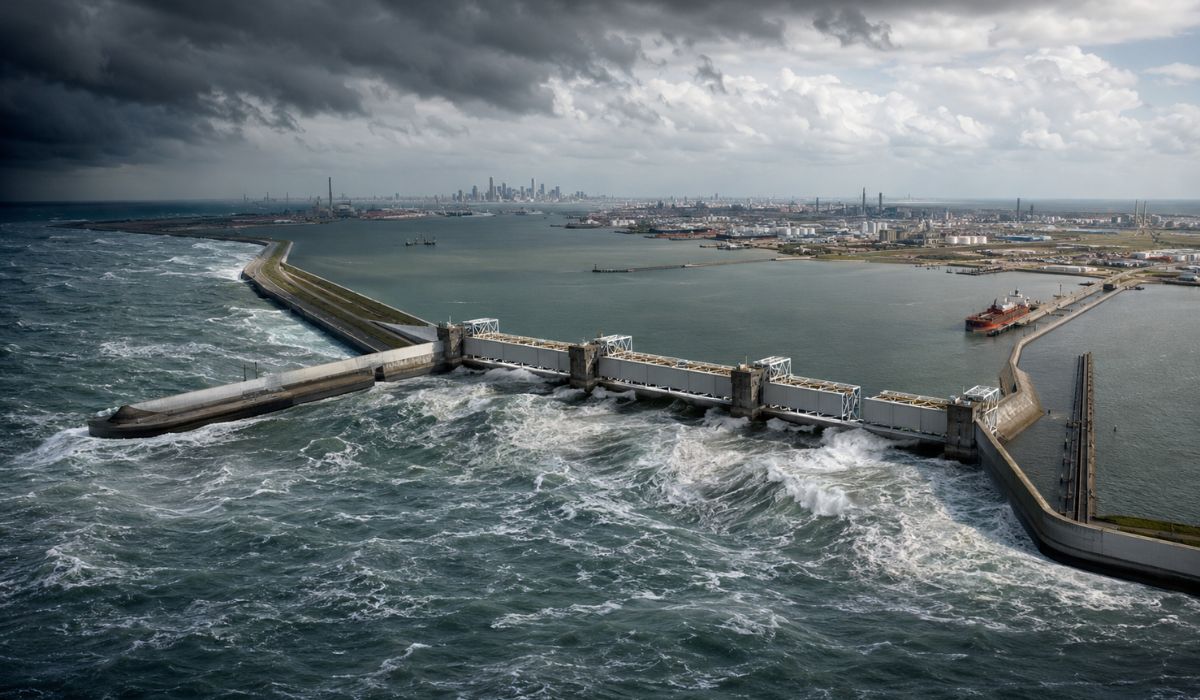 Texas avança em megaprojeto de até US$ 57 bilhões para proteger Houston e Galveston de furacões e avanço do mar. (Imagem: Ilustrativa)