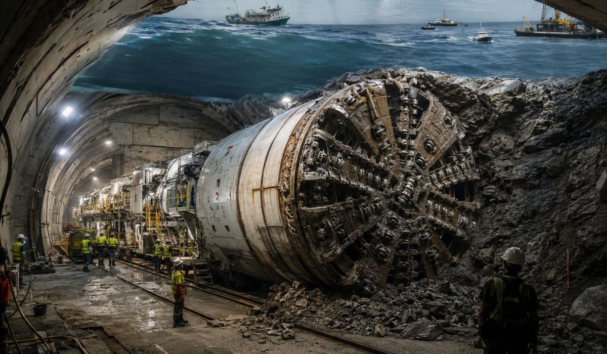 Mary conclui escavação sob a baía em obra de US$ 3,9 bilhões que amplia o Hampton Roads Bridge-Tunnel, uma rota crucial da Virgínia. (Imagem: Ilustrativa)