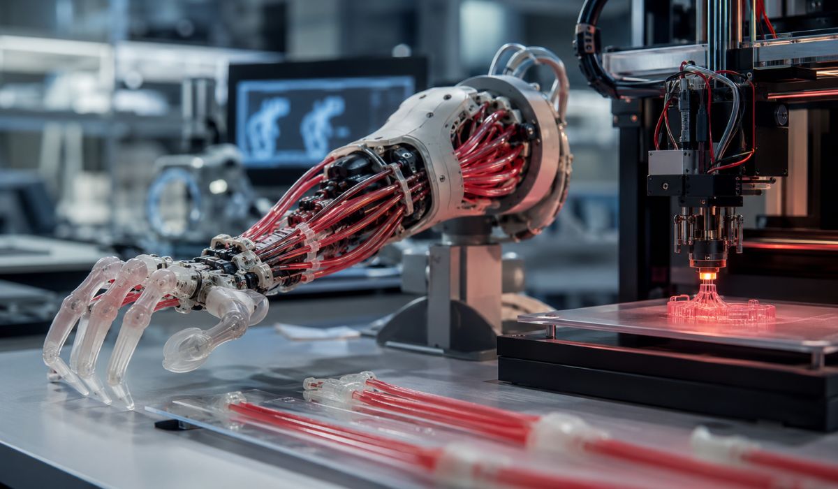Harvard desenvolve impressão 3D que cria filamentos flexíveis capazes de mudar de forma e aproximar robôs de músculos artificiais moles. (Imagem: Ilustrativa)