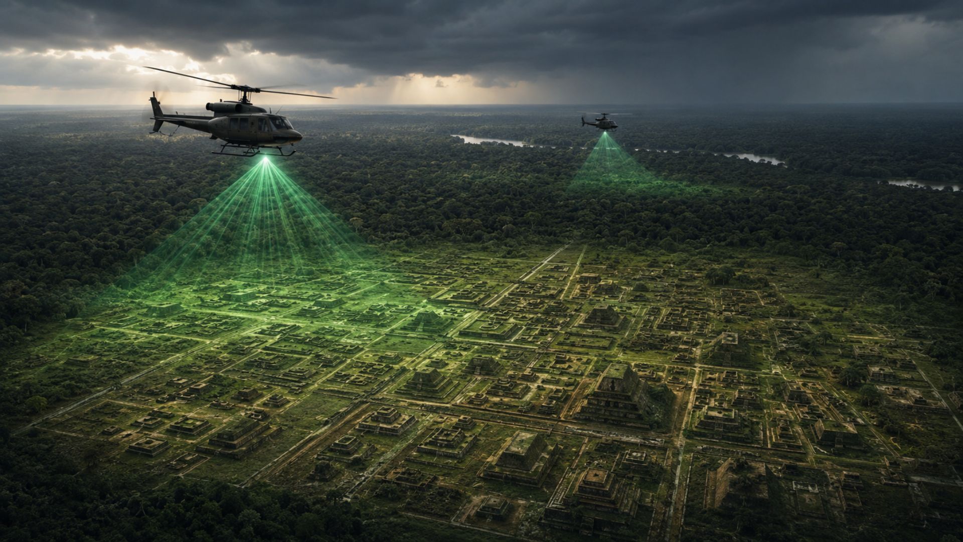 Com lasers de helicópteros, cientistas "removem" a floresta e revelam cidades antigas com plataformas, estradas e pirâmides sob a Amazônia, reescrevendo o bioma.