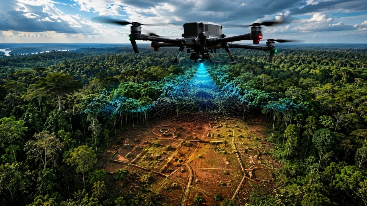 Drone sobrevoa área indígena no Xingu e cria nuvem de pontos capaz de atravessar a copa das árvores, revelar o chão da floresta e mapear sítios arqueológicos, aldeias antigas, estradas e valas (1)