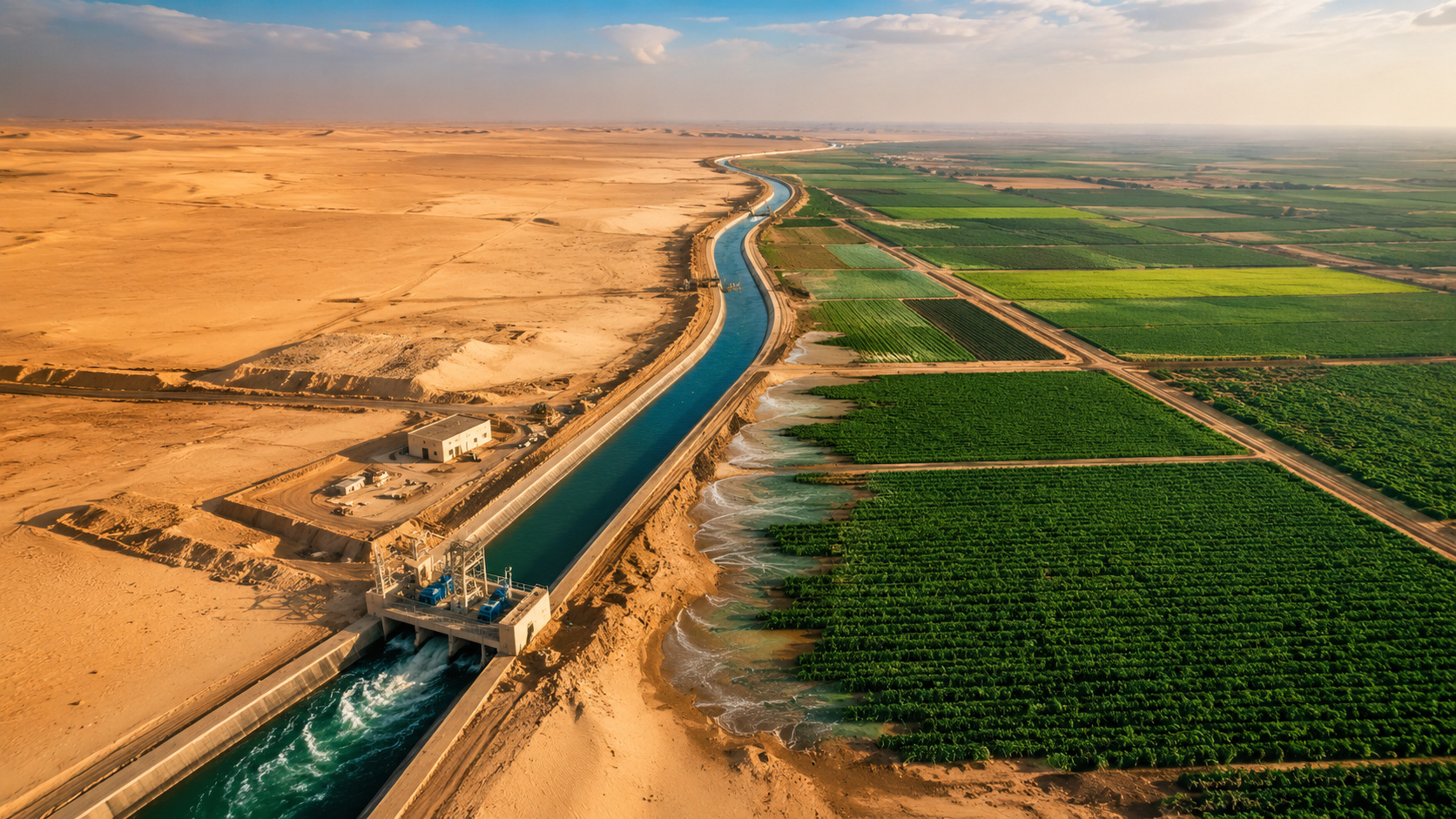 Egito quer transformar areia em lavoura com um novo rio artificial no deserto