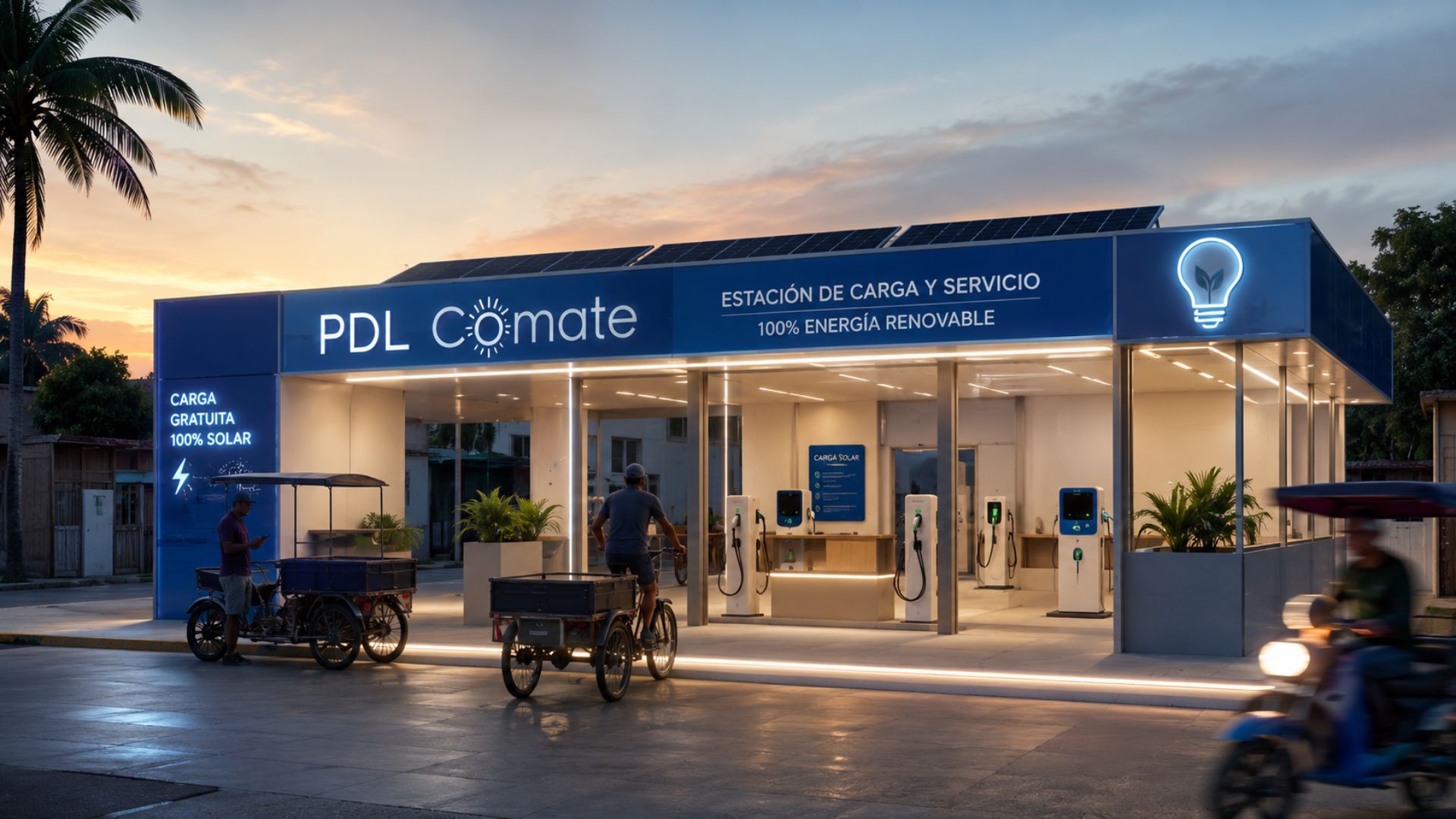 Cuba inaugura estação de recarga solar gratuita em Santa Clara. Moradores enfrentam apagões e viajam 70 km para carregar triciclos elétricos com energia do sol.