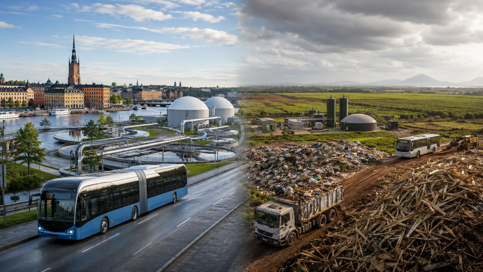 Estocolmo usa biogás de esgoto no transporte público, enquanto o Brasil tem grande potencial de biometano ainda pouco aproveitado.
