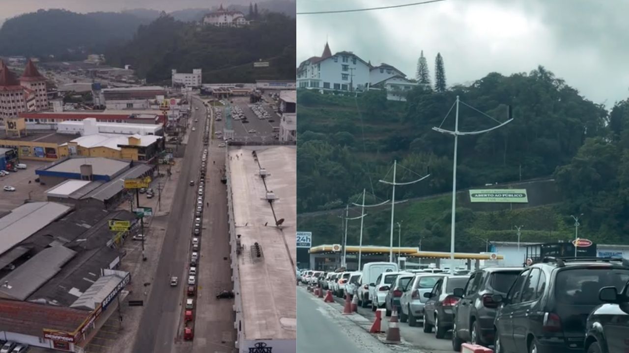 Gasolina a R$ 4,99 faz motoristas esperarem mais de uma hora em postos da Havan em Santa Catarina, durante ação de “imposto zero” com limite de 15 litros por carro e 25 mil litros