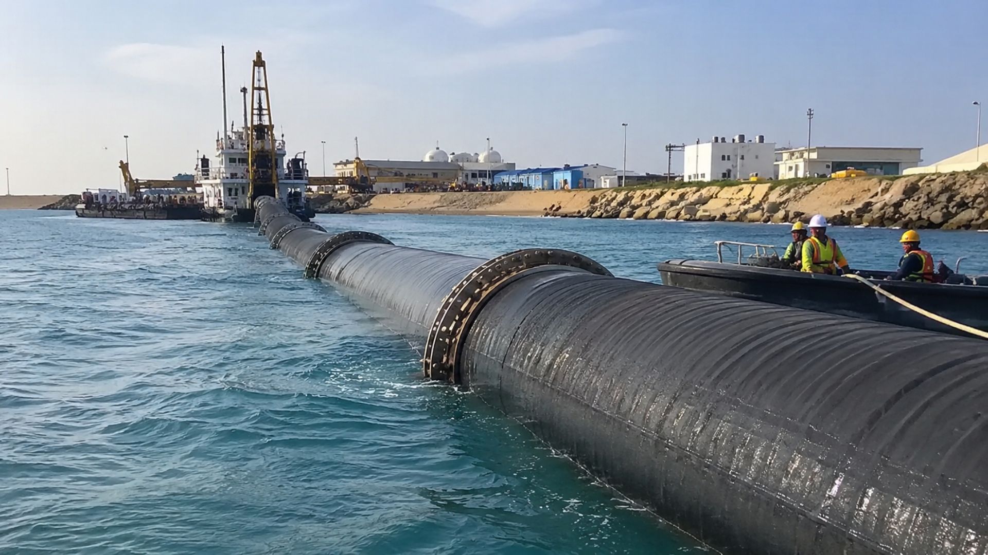 Usina em Sfax usa tubulações submarinas de 4,2 km para captar água do Mediterrâneo e produzir até 200 milhões de litros por dia.