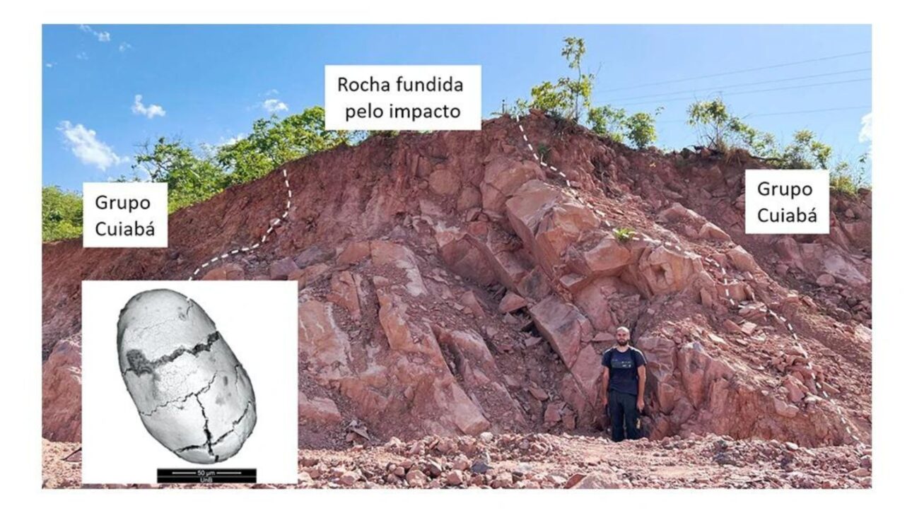 Domo de Araguainha exibe rochas deformadas pelo impacto que formou a maior cratera de asteroide da América do Sul. (Imagem: Geraldo C F Valadare / Wikimedia Commons)