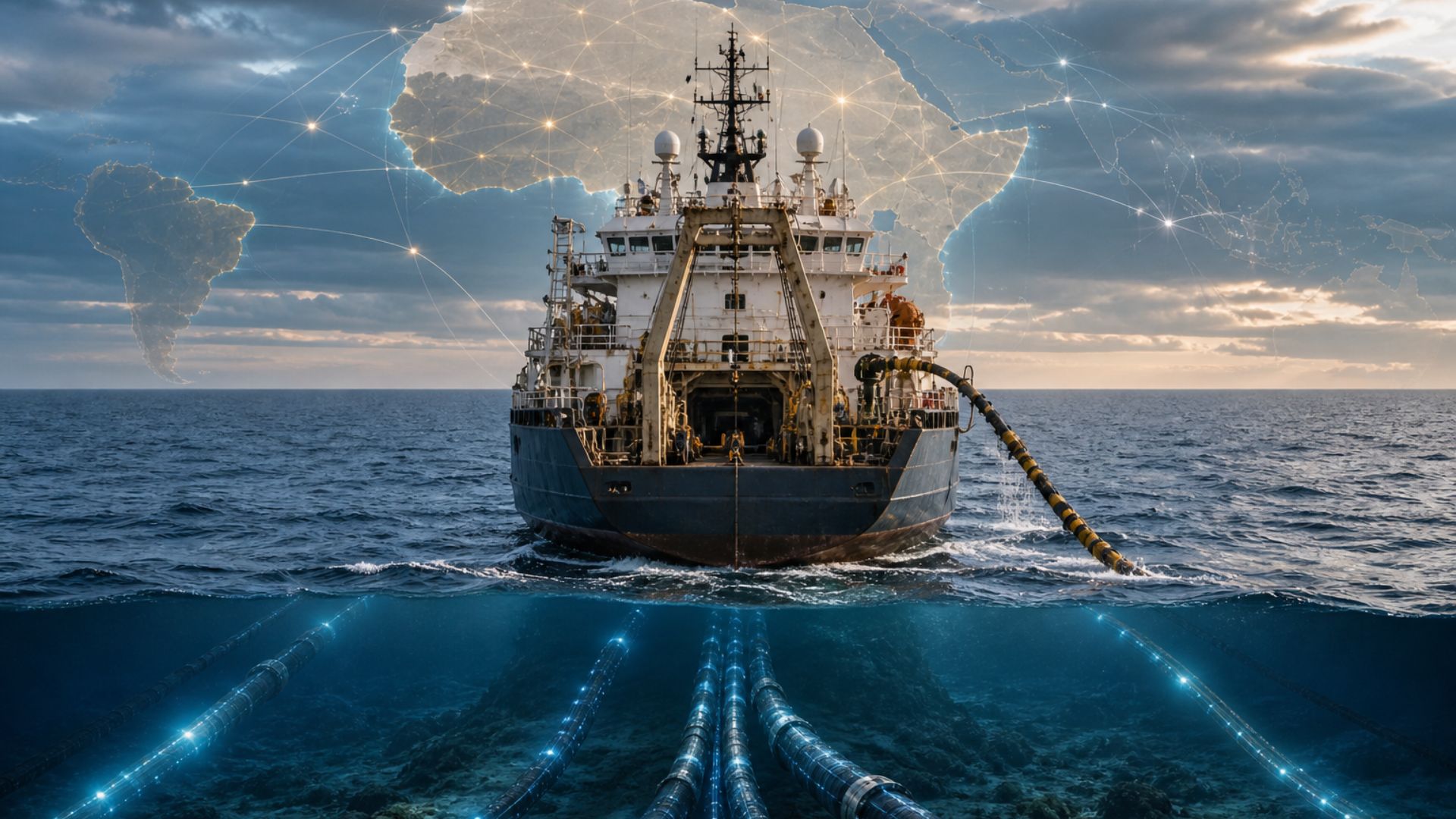 Internet na África depende de cabos submarinos e navios como o Léon Thévenin, essenciais para reparar falhas e manter dados globais em circulação.
