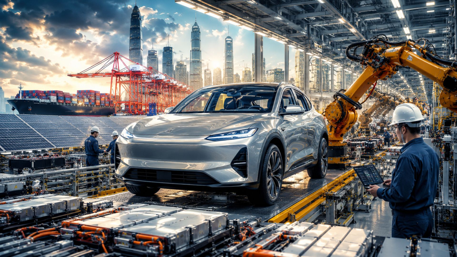 China amplia liderança em baterias, carros elétricos e energia solar, alcança superávit recorde e intensifica disputa com os EUA.