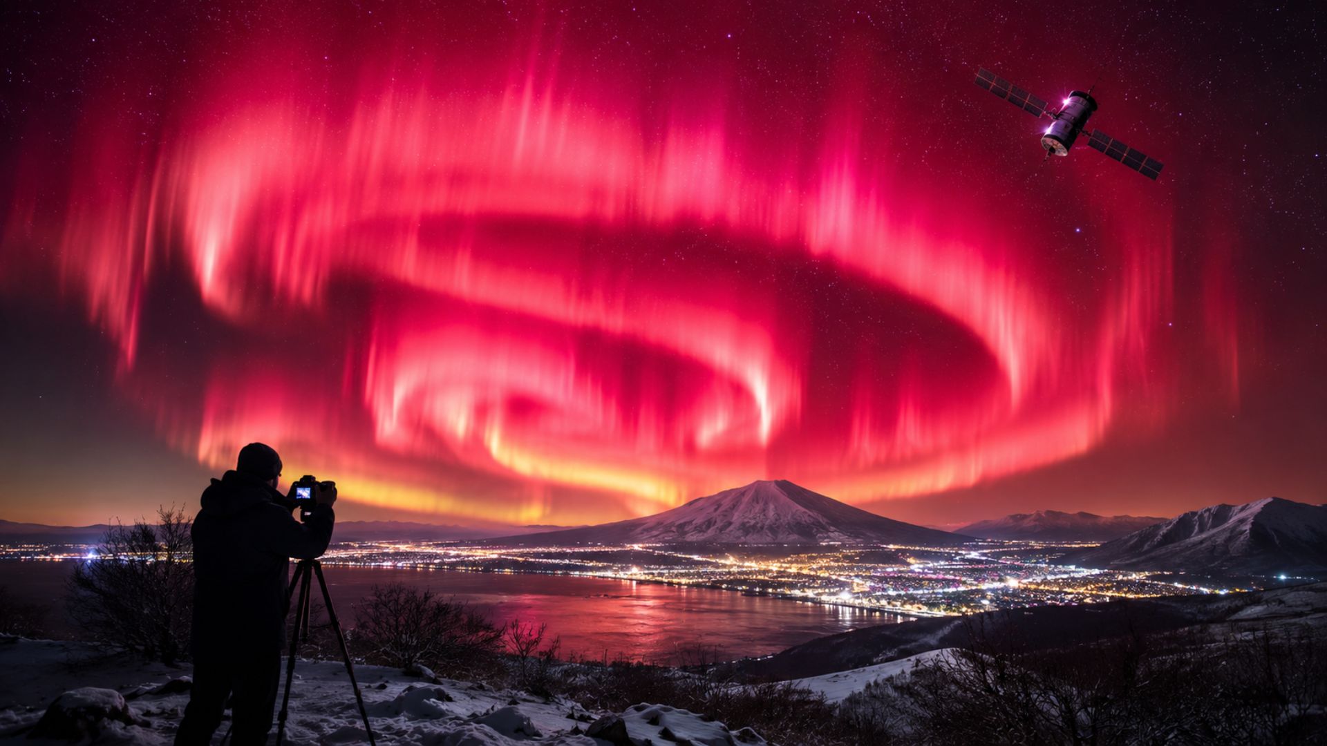Auroras vermelhas no Japão expõem tempestades solares subestimadas e acendem alerta sobre riscos a satélites em órbita baixa.