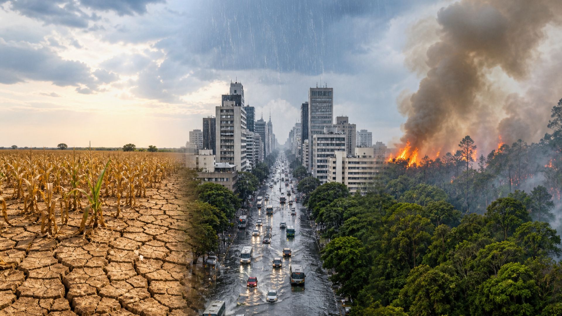 Estudo da Nature revela que aquecimento de 2°C já pode causar secas, chuvas extremas e incêndios mais severos que cenários maiores.