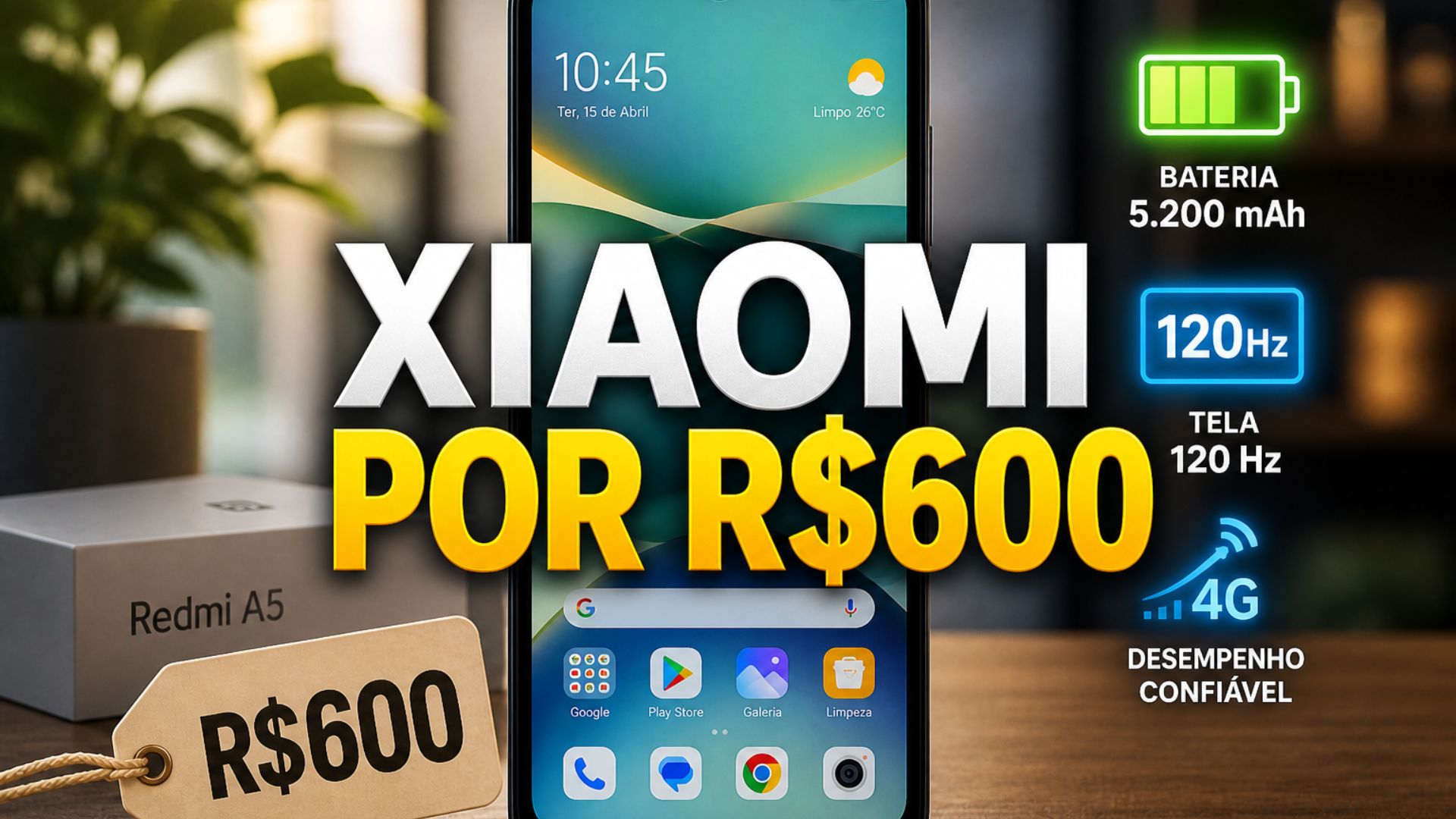 Redmi A5 entra no top 10 global com bateria de 5.200 mAh, tela 120 Hz e preço baixo. Veja por que o celular barato da Xiaomi faz sucesso.