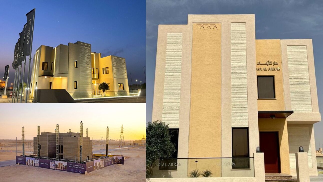 Villa de três andares na Arábia Saudita foi impressa em 3D em 26 dias e mostra avanço dos robôs na construção civil.