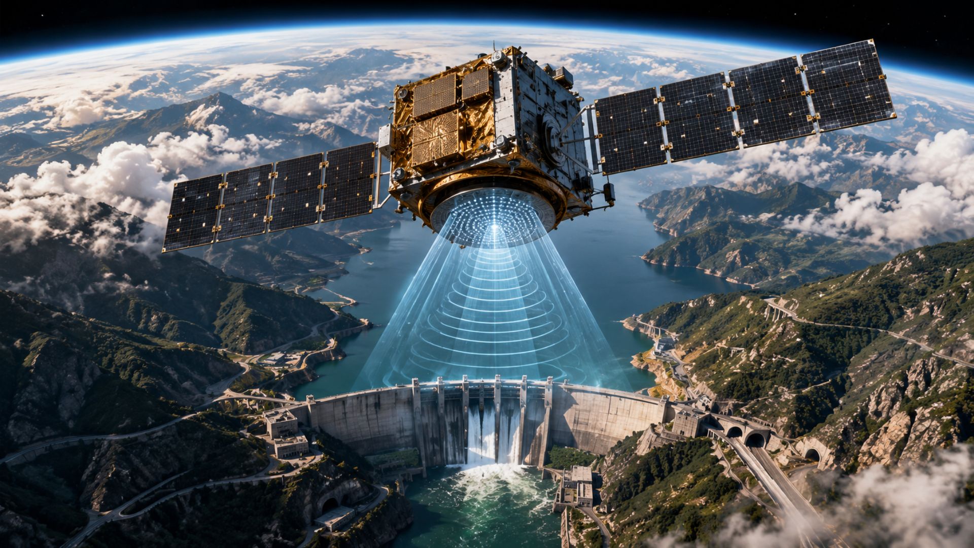 Dianjian-1 usa radar SAR para monitorar barragens, túneis e pontes na China e detectar riscos em obras de energia.