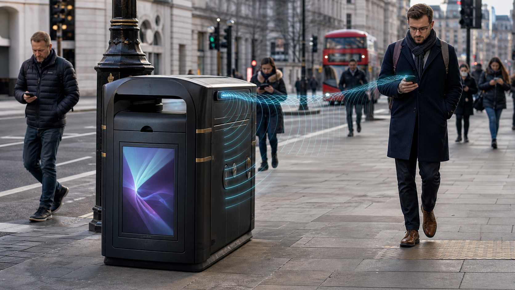 Lixeira inteligente em Londres rastreou celulares de pedestres