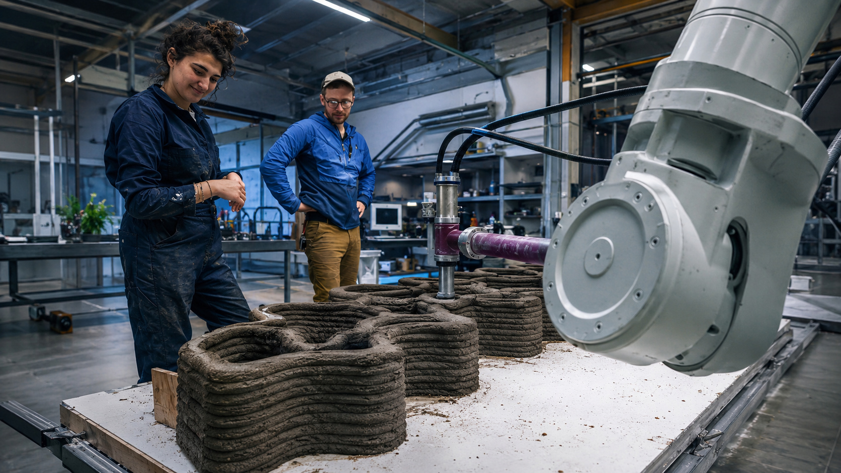 pesquisadores do MIT usam barro do próprio canteiro como molde reciclável para concreto curvo